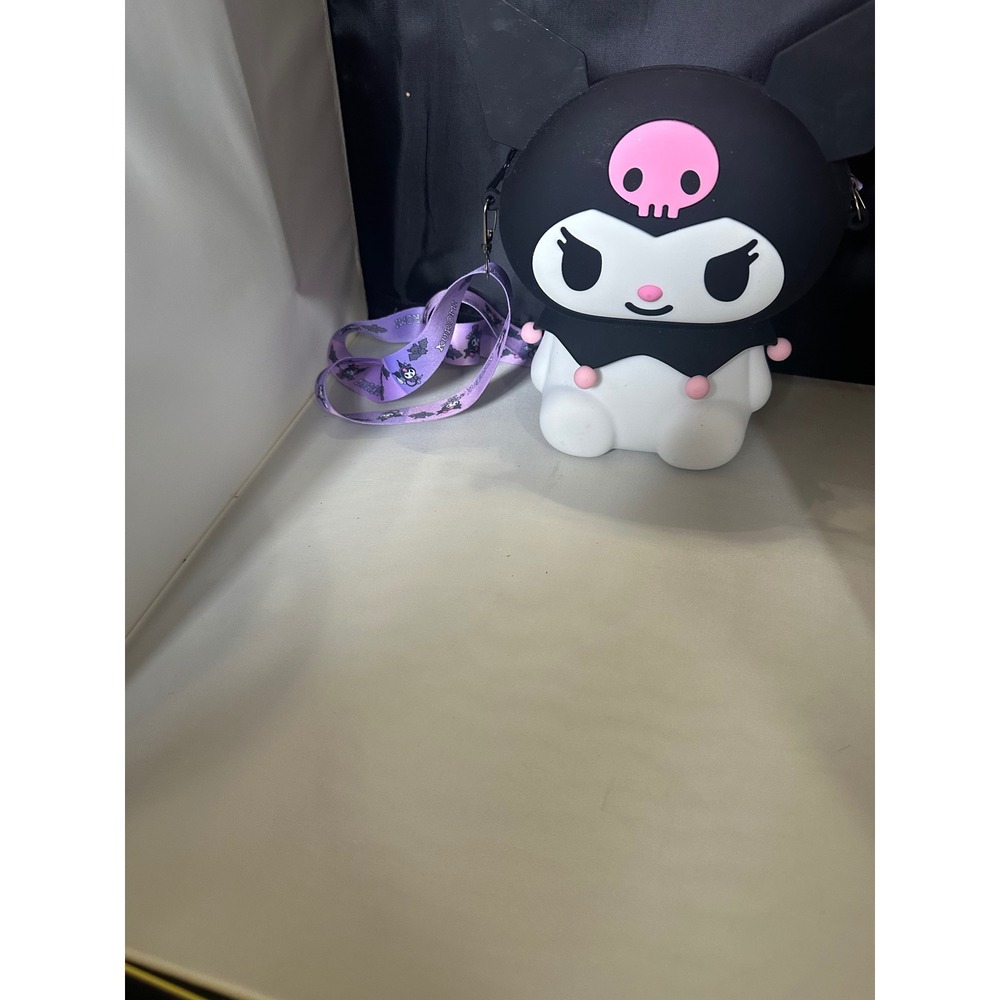 Sanrio Kuromi Silicone Crossbody Bag 3D Character Purse Purple Lanyard Strap